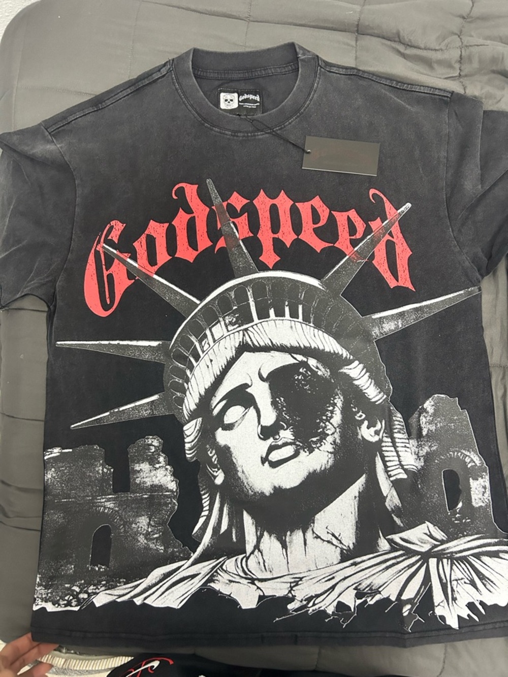 Godspeed Black Graphic Tee - Statue of Liberty Design